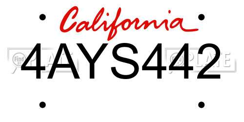 4AYS442 California License Plate