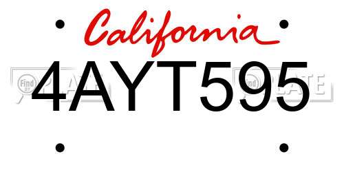 4AYT595 California License Plate