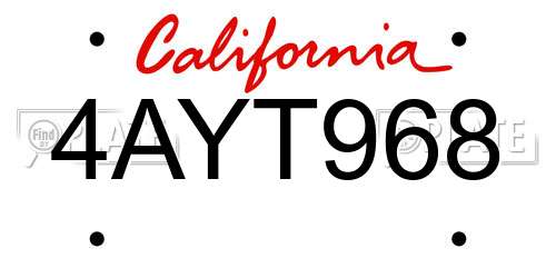 4AYT968 California License Plate
