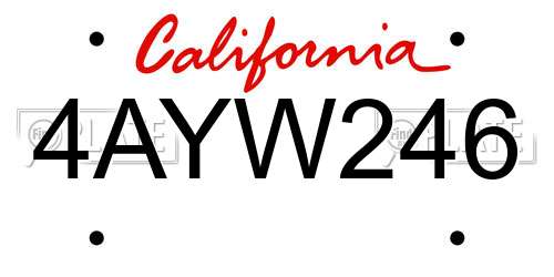 4AYW246 California License Plate