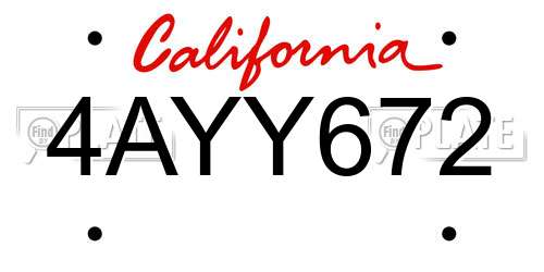 4AYY672 California License Plate