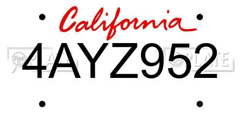 4AYZ952 California License Plate