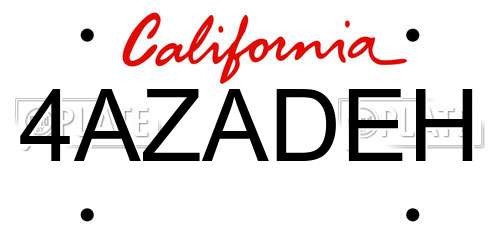 4AZADEH California License Plate
