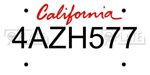 4AZH577 California License Plate