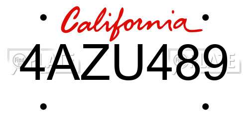 4AZU489 California License Plate