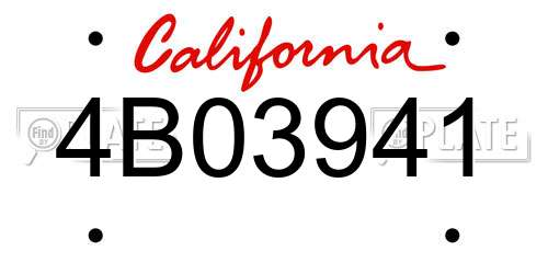 4B03941 California License Plate