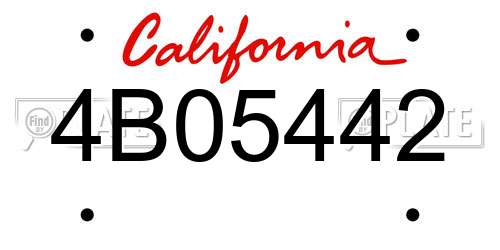 4B05442 California License Plate