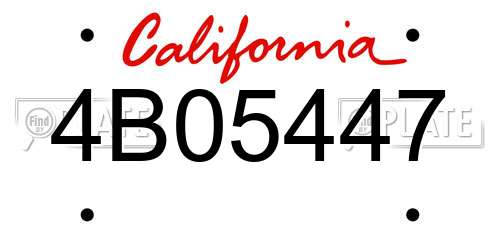 4B05447 California License Plate