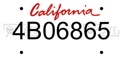 4B06865 California License Plate