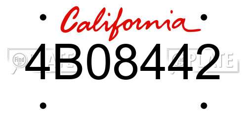 4B08442 California License Plate