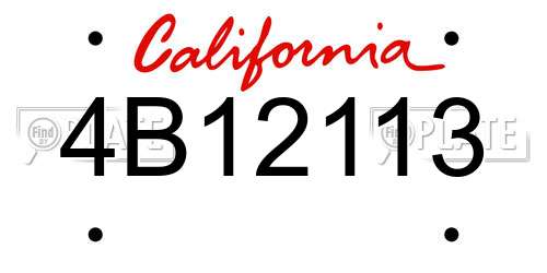4B12113 California License Plate