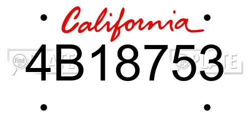 4B18753 California License Plate