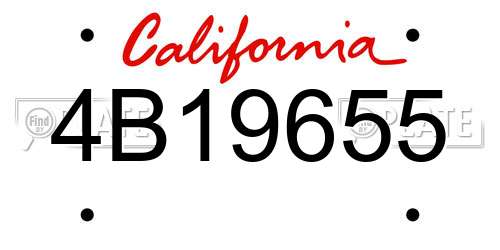 4B19655 California License Plate