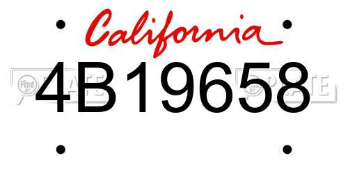 4B19658 California License Plate