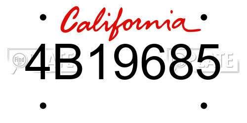 4B19685 California License Plate