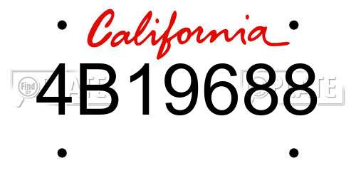 4B19688 California License Plate