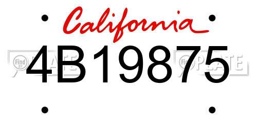 4B19875 California License Plate
