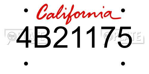 4B21175 California License Plate