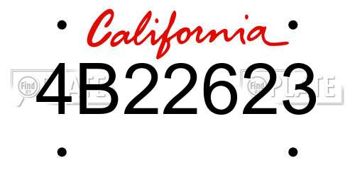 4B22623 California License Plate
