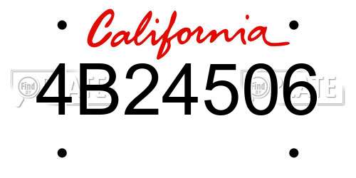 4B24506 California License Plate