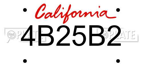 4B25B2 California License Plate