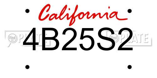 4B25S2 California License Plate