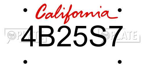 4B25S7 California License Plate
