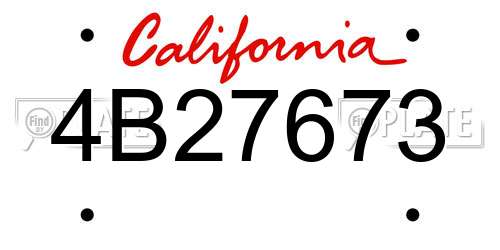 4B27673 California License Plate