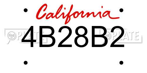 4B28B2 California License Plate