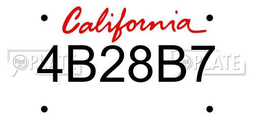 4B28B7 California License Plate