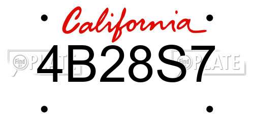 4B28S7 California License Plate