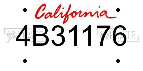 4B31176 California License Plate
