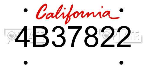 4B37822 California License Plate
