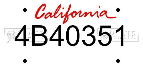 4B40351 California License Plate