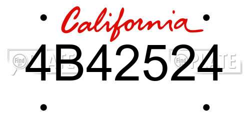 4B42524 California License Plate