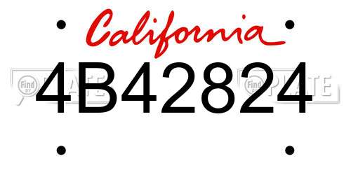4B42824 California License Plate