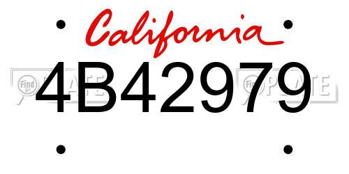 4B42979 California License Plate