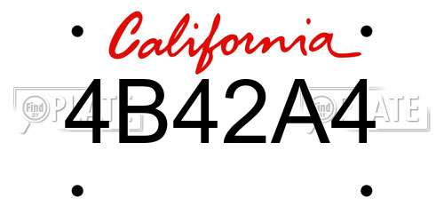 4B42A4 California License Plate