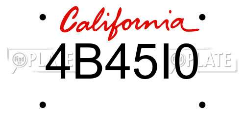 4B45I0 California License Plate