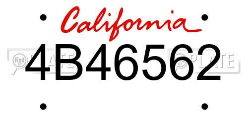 4B46562 California License Plate