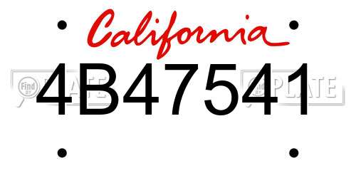 4B47541 California License Plate