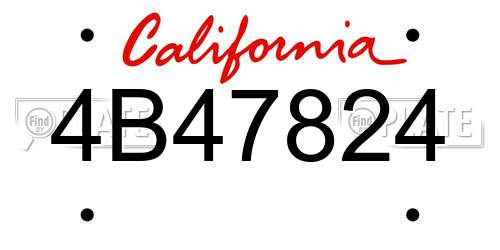 4B47824 California License Plate