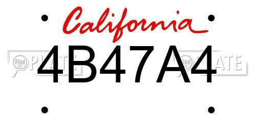 4B47A4 California License Plate