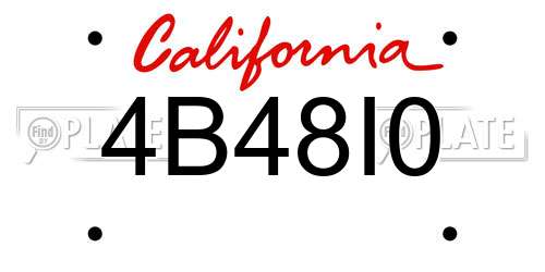 4B48I0 California License Plate