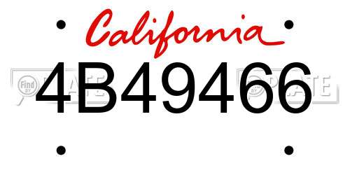 4B49466 California License Plate