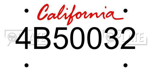 4B50032 California License Plate