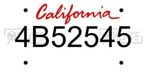 4B52545 California License Plate