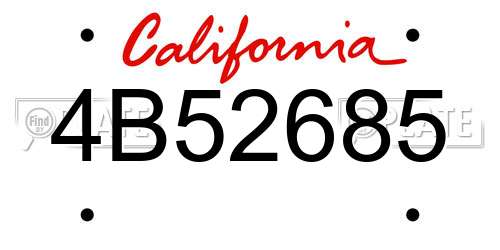 4B52685 California License Plate