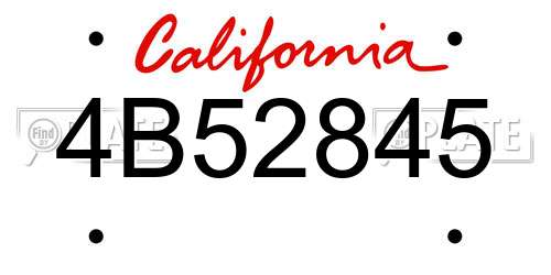 4B52845 California License Plate