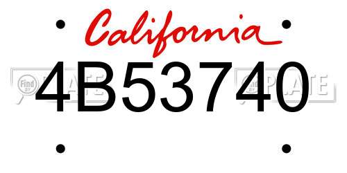 4B53740 California License Plate